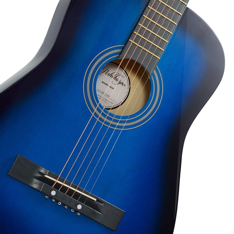 Ashthorpe 38-inch Beginner Acoustic Guitar Package (Blue), Basic Starter Kit w/Gig Bag, Strings, Strap, Tuner, Pitch Pipe, Picks - Image 2